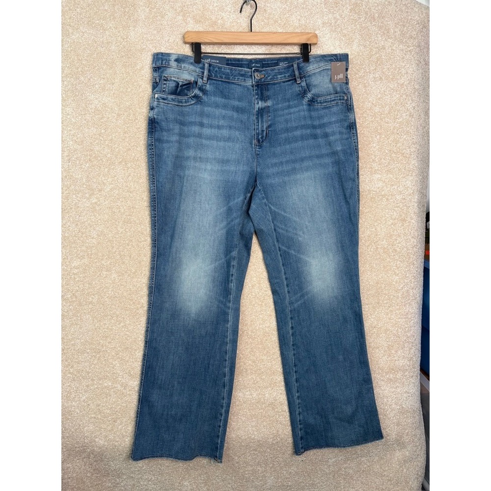 NWT J. JILL Boot Cut‎ Jeans Women's 20 Blue High Rise Raw Hem Classic Plus Size